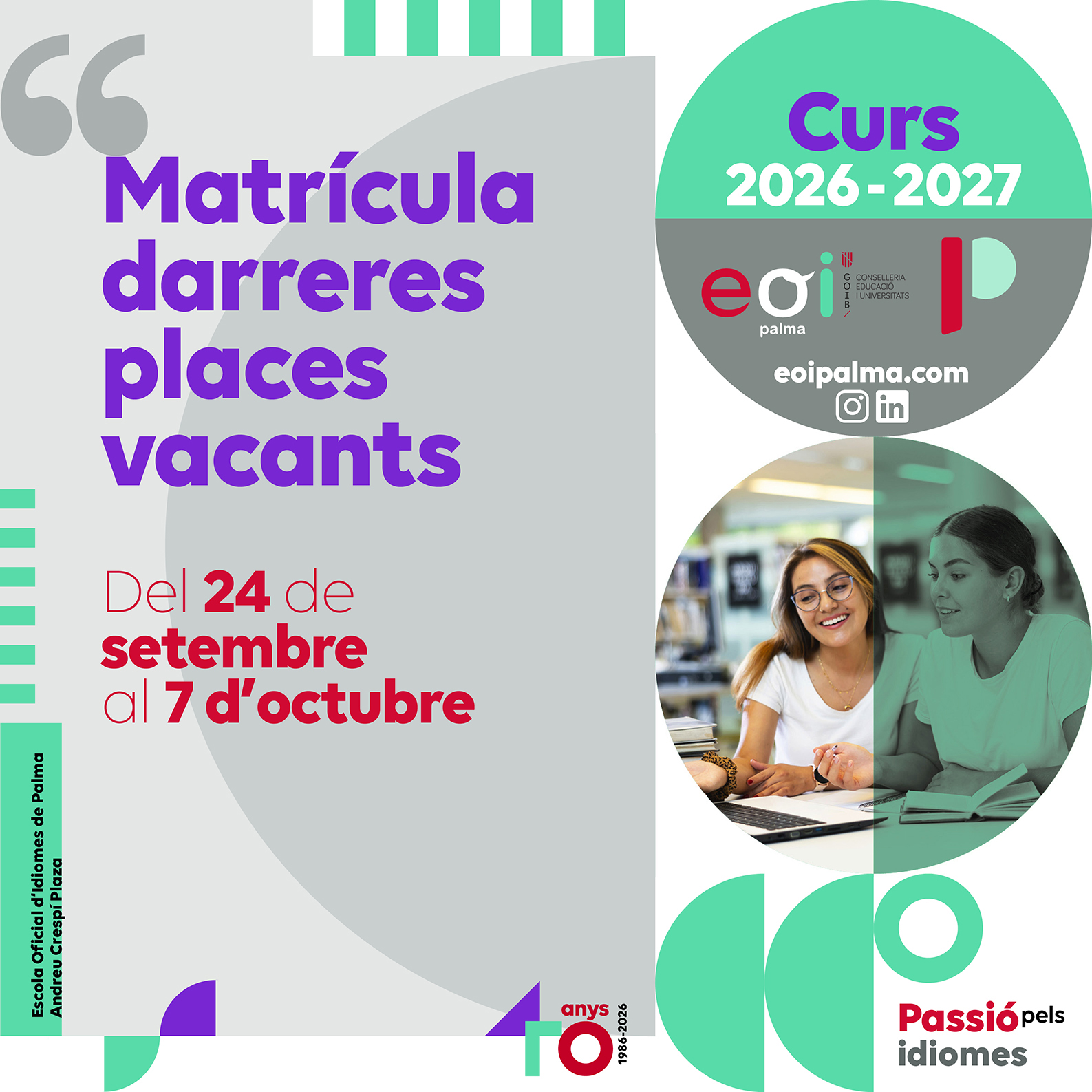 - Matrícula darreres places vacants Escola Oficial d'Idiomes de Palma de Mallorca