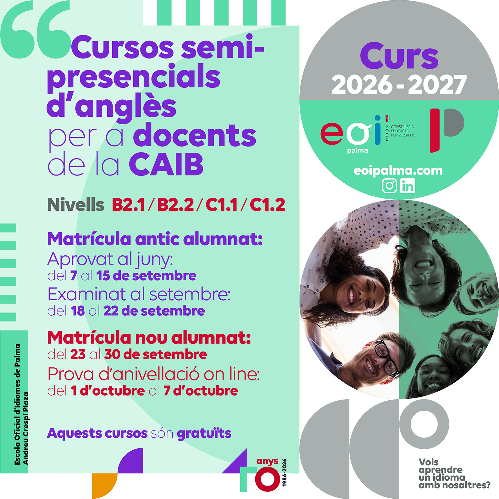 - Cursos semipresencials per a docents CAIB Escola Oficial d'Idiomes de Palma de Mallorca